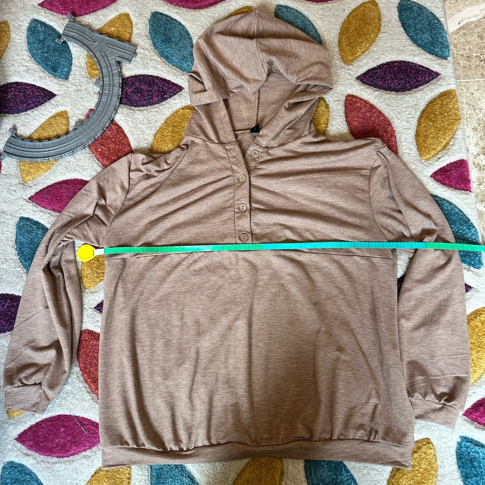 SHEIN Taupe Buttoned Light Weight Hoodie